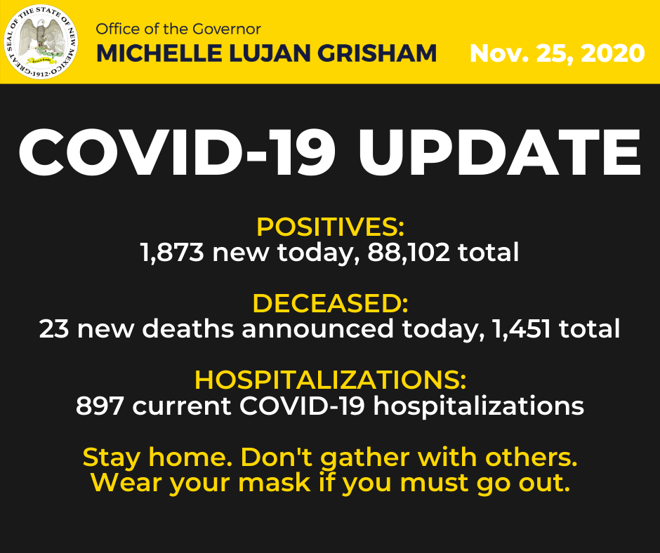 COVID 19 New Mexico update Nov 25, 2020